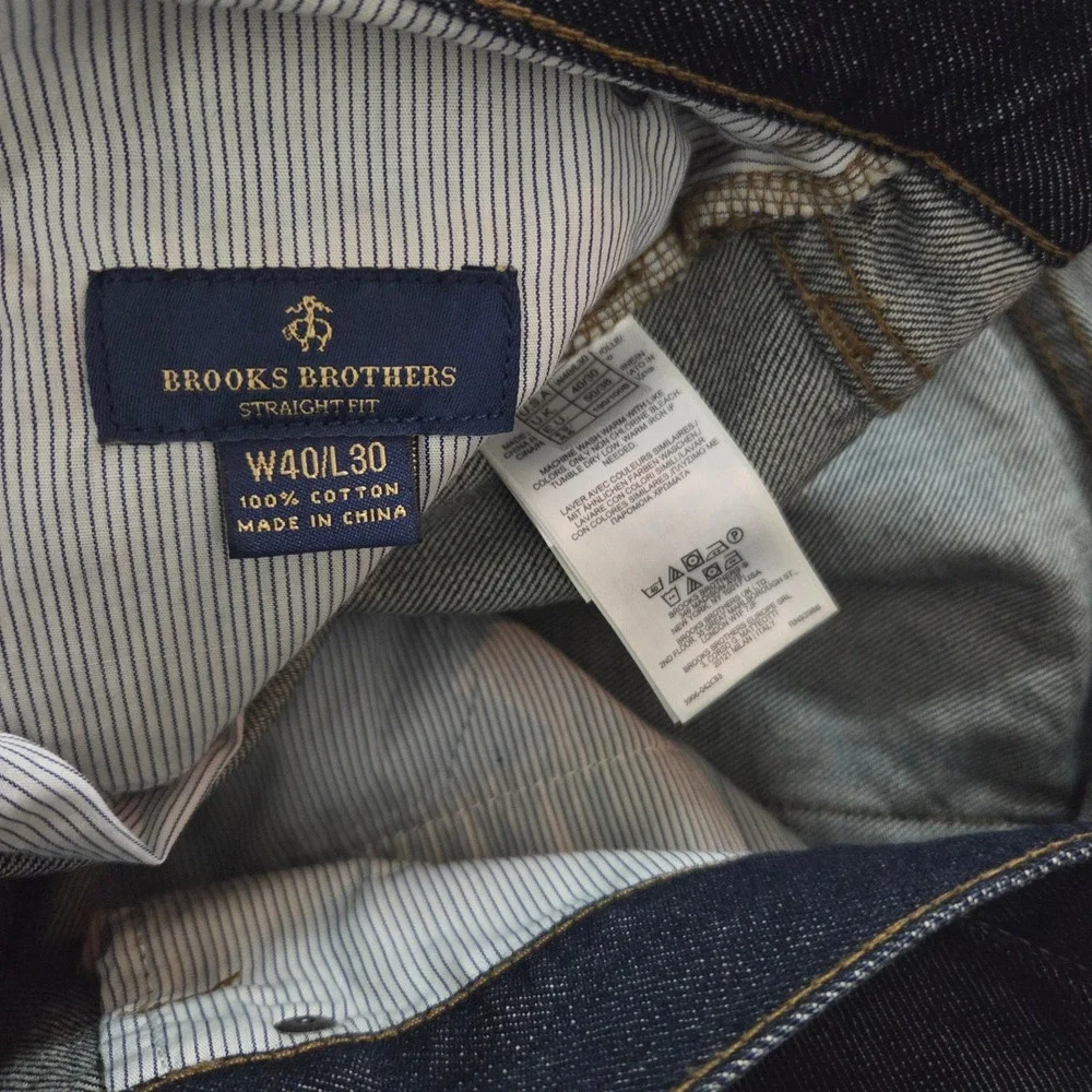 Brooks Brothers Straight Fit Jeans Men's 40x30 Dark Wash 100% Cotton Denim
